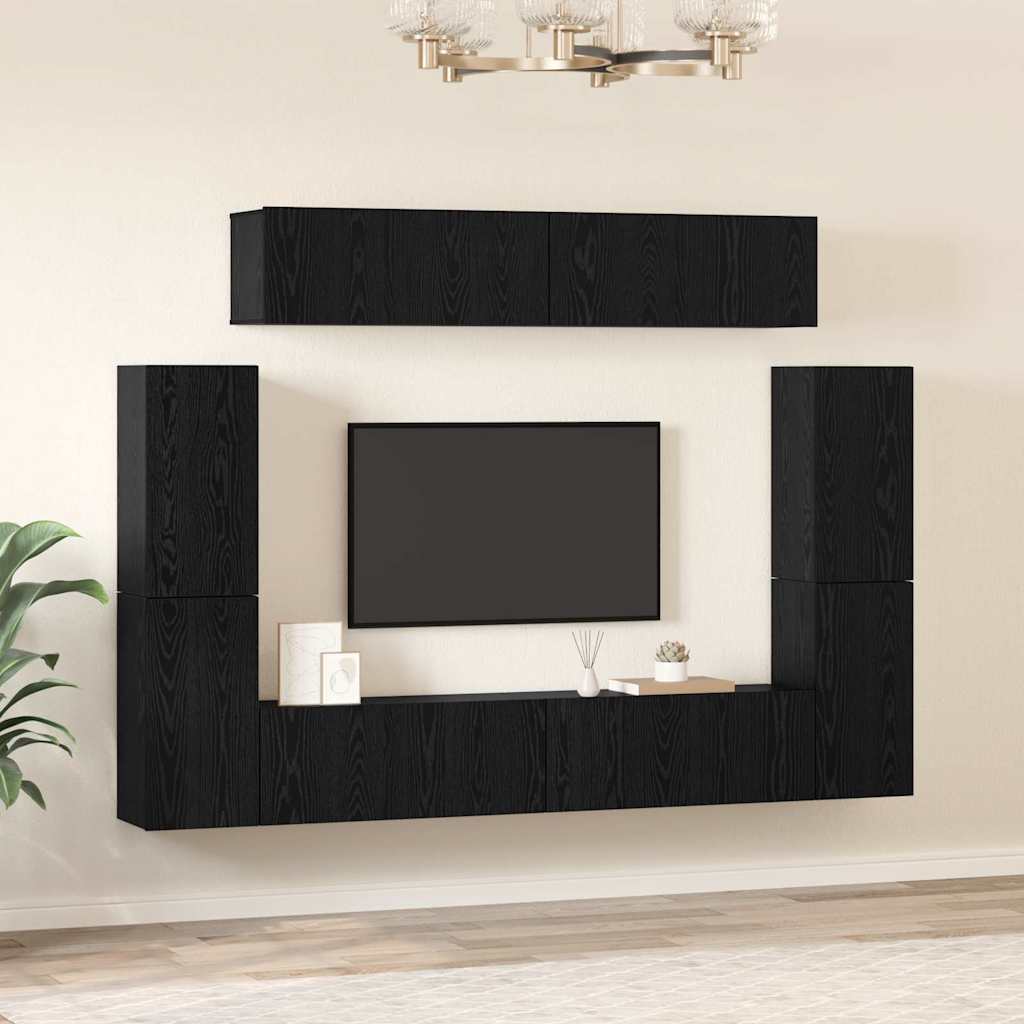 vidaXL Zestaw szafek RTV 8 pcs Czarny dąb Materiał drewnopochodny