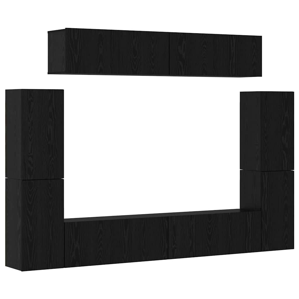 vidaXL Zestaw szafek RTV 8 pcs Czarny dąb Materiał drewnopochodny
