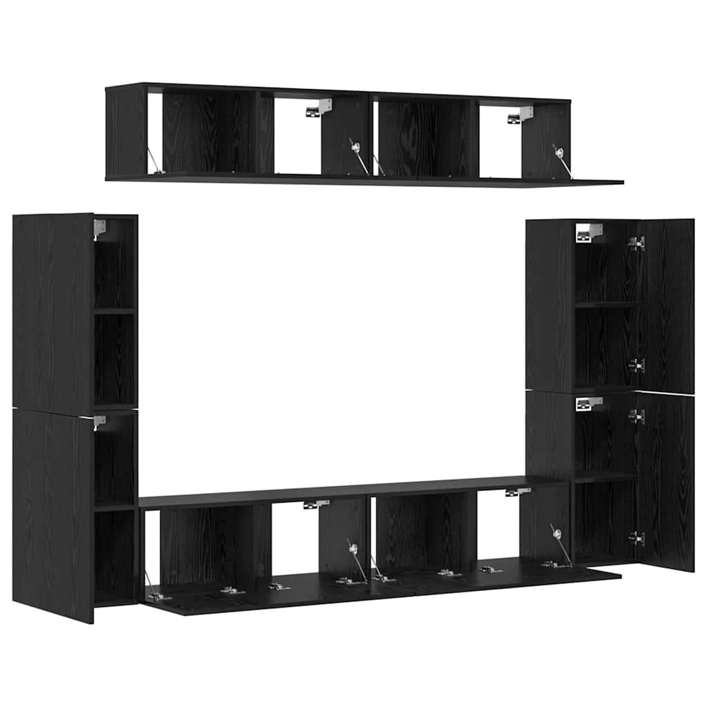 vidaXL Zestaw szafek RTV 8 pcs Czarny dąb Materiał drewnopochodny