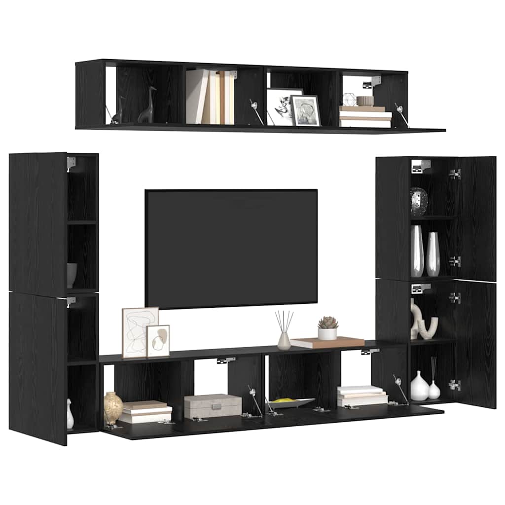 vidaXL Zestaw szafek RTV 8 pcs Czarny dąb Materiał drewnopochodny