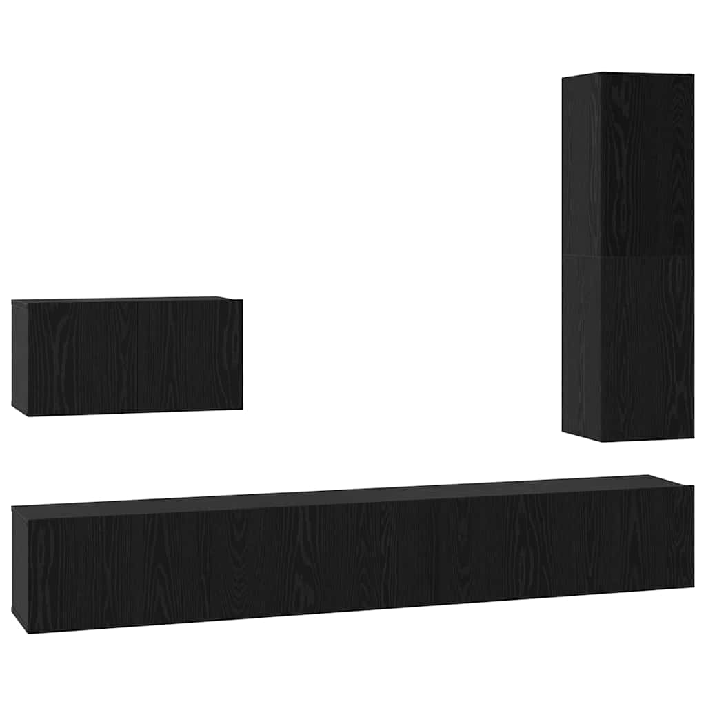 vidaXL Zestaw szafek RTV 4 pcs Czarny Dąb Materiał drewnopochodny