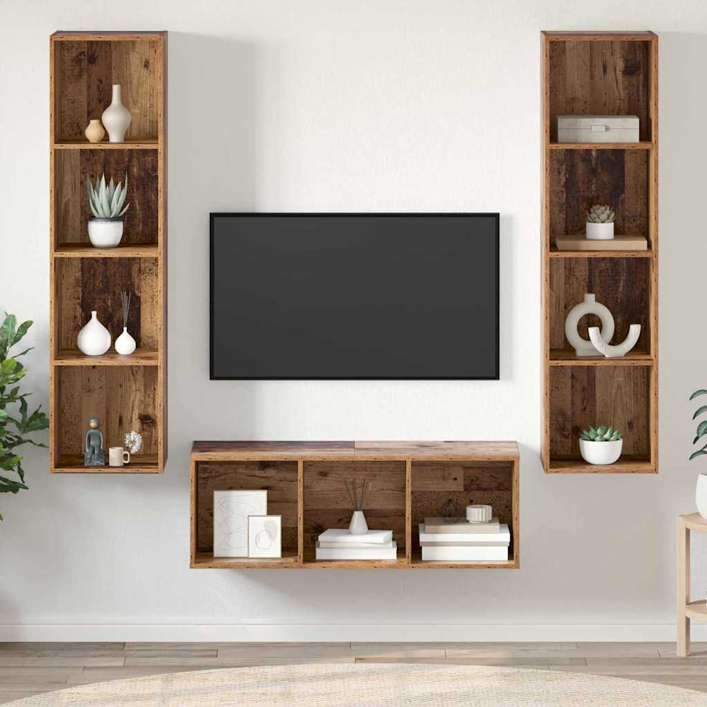 vidaXL Zestaw szafek RTV 3 pcs Stare drewno Materiał drewnopochodny