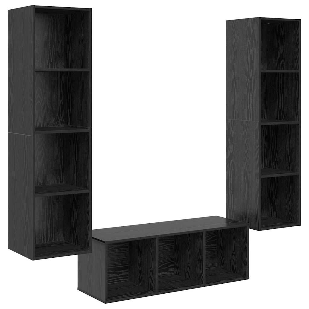 vidaXL Zestaw szafek RTV 3 pcs Czarny Dąb Materiał drewnopochodny