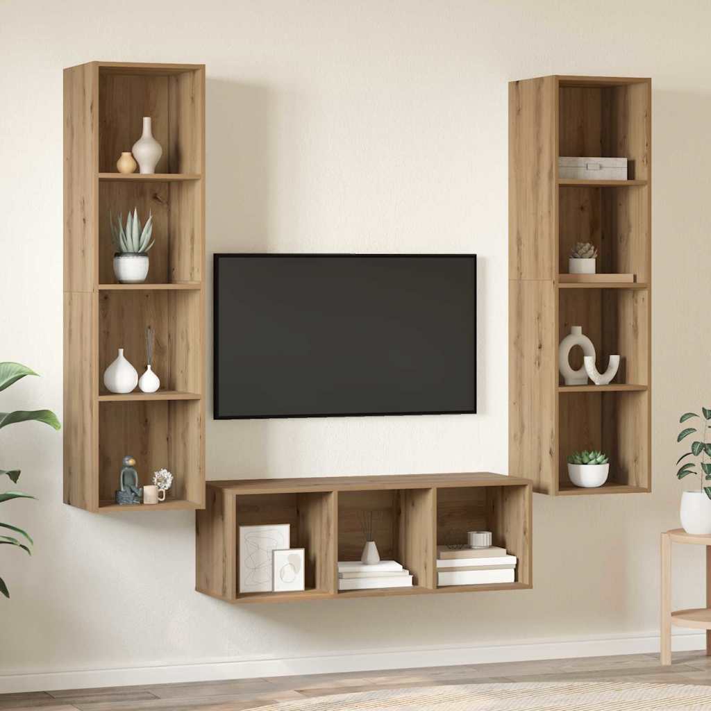 vidaXL Zestaw szafek RTV Montowane na ścianie 3 pcs Dąb rzemieślniczy