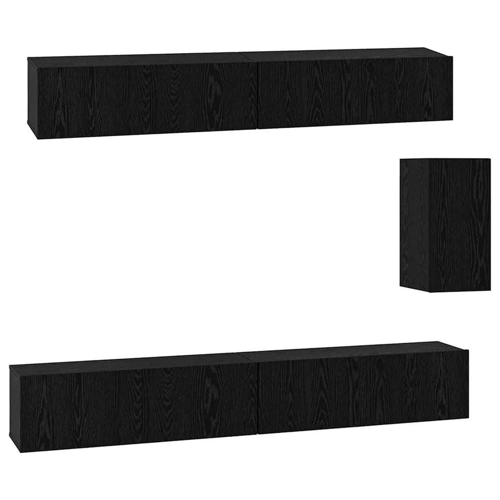 vidaXL Szafka na Telewizor na Ścianę 3 pcs 100 x 30 x 30 cm Czarny Dąb