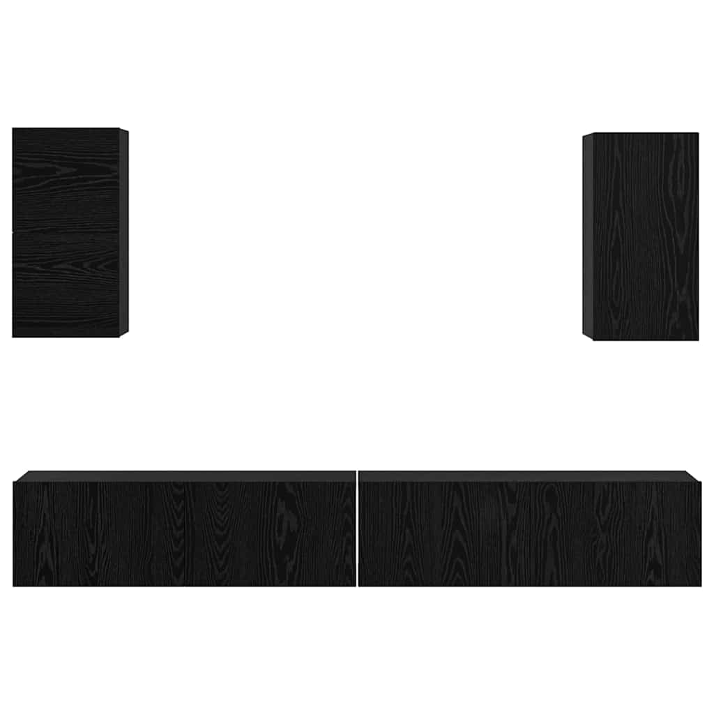vidaXL Szafka na Telewizor na Ścianę 3 pcs 100 x 30 x 30 cm Czarny Dąb
