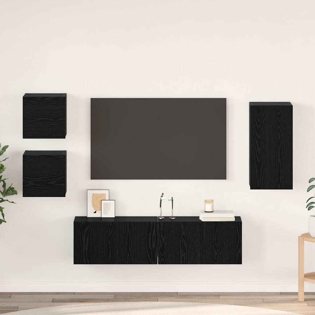 vidaXL Zestaw szafek RTV 5 pcs Czarny Dąb Materiał drewnopochodny