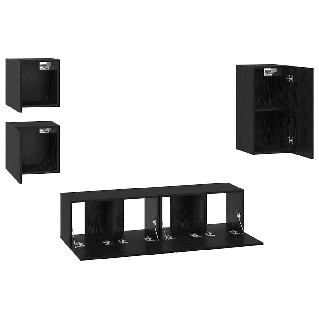 vidaXL Zestaw szafek RTV 5 pcs Czarny Dąb Materiał drewnopochodny