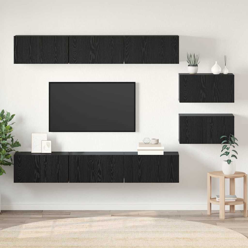 vidaXL Zestaw szafek RTV Czarny Dąb Materiał drewnopochodny