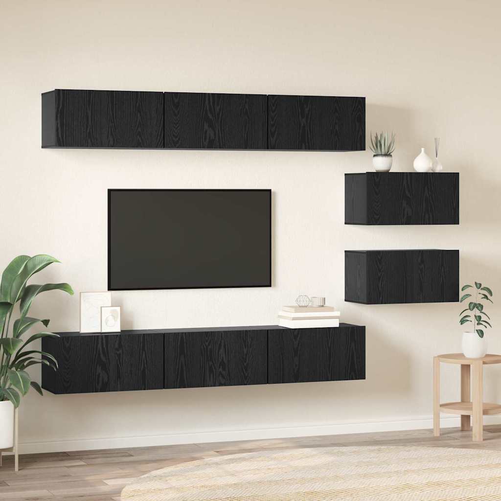vidaXL Zestaw szafek RTV Czarny Dąb Materiał drewnopochodny