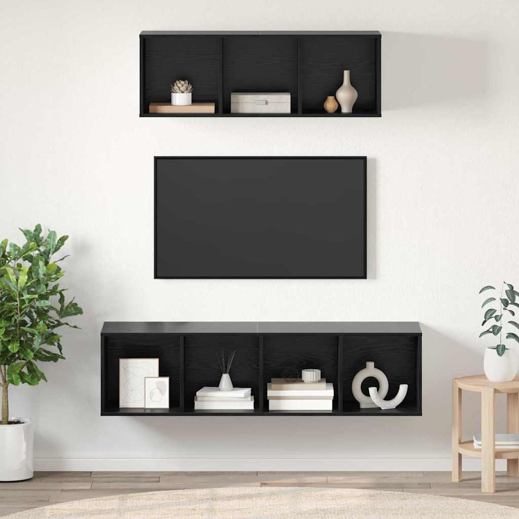 vidaXL Zestaw szafek RTV 2 pcs Czarny Dąb Materiał drewnopochodny