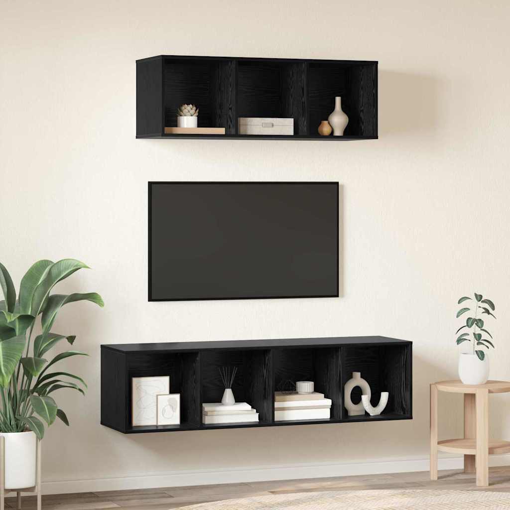 vidaXL Zestaw szafek RTV 2 pcs Czarny Dąb Materiał drewnopochodny