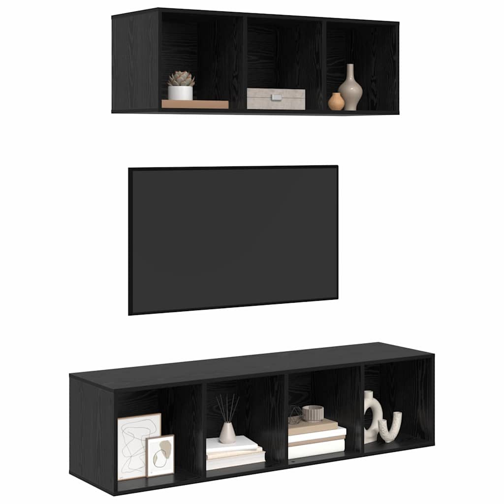vidaXL Zestaw szafek RTV 2 pcs Czarny Dąb Materiał drewnopochodny