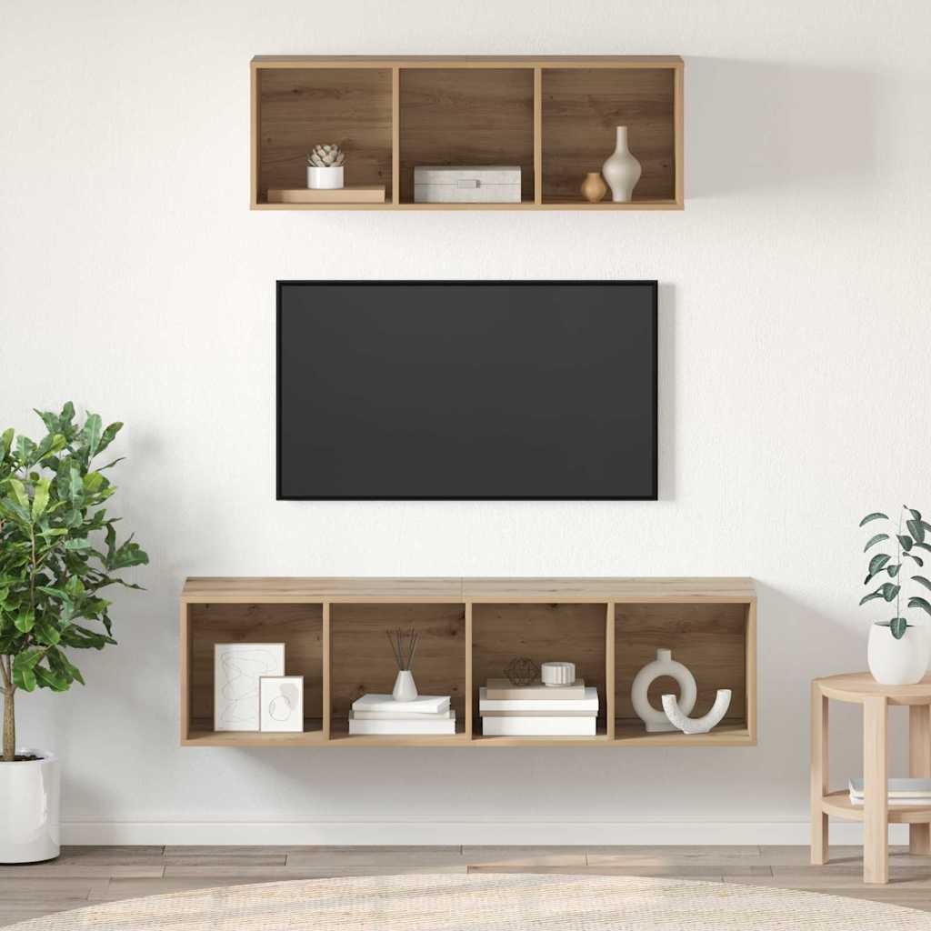 vidaXL Zestaw szafek RTV Montowane na ścianie 2 pcs Dąb rzemieślniczy