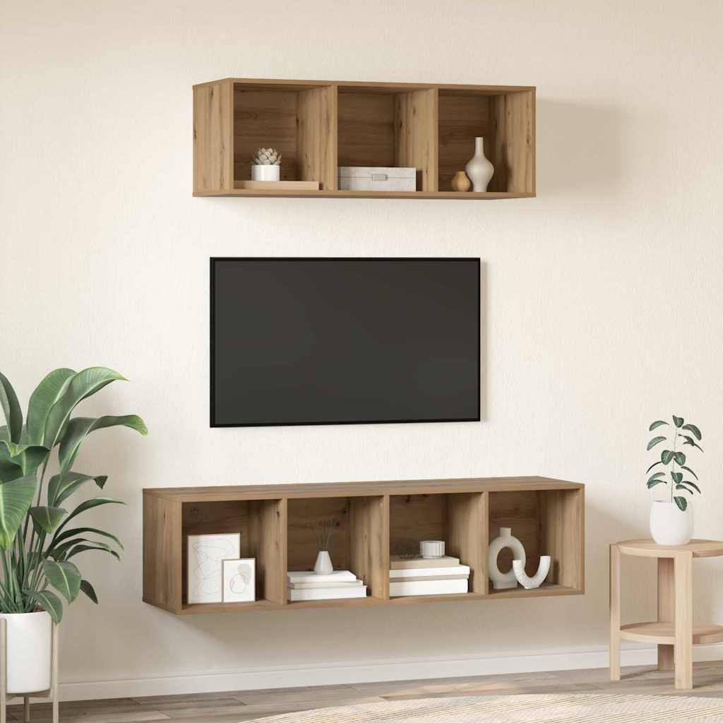 vidaXL Zestaw szafek RTV Montowane na ścianie 2 pcs Dąb rzemieślniczy