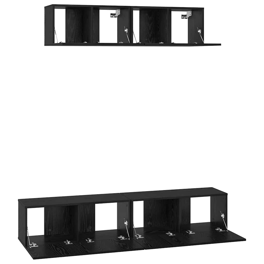 vidaXL Zestaw szafek RTV 4 pcs Czarny Dąb Materiał drewnopochodny