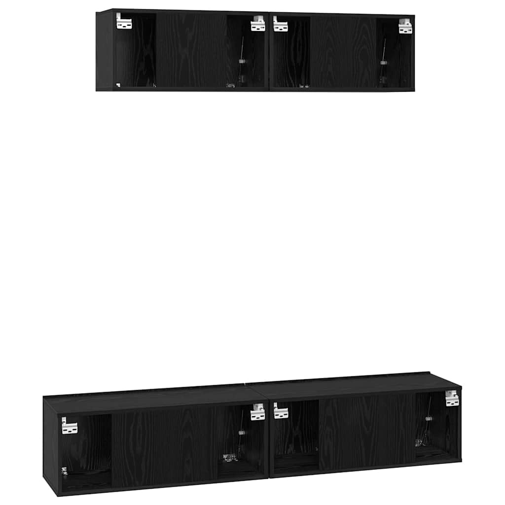 vidaXL Zestaw szafek RTV 4 pcs Czarny Dąb Materiał drewnopochodny