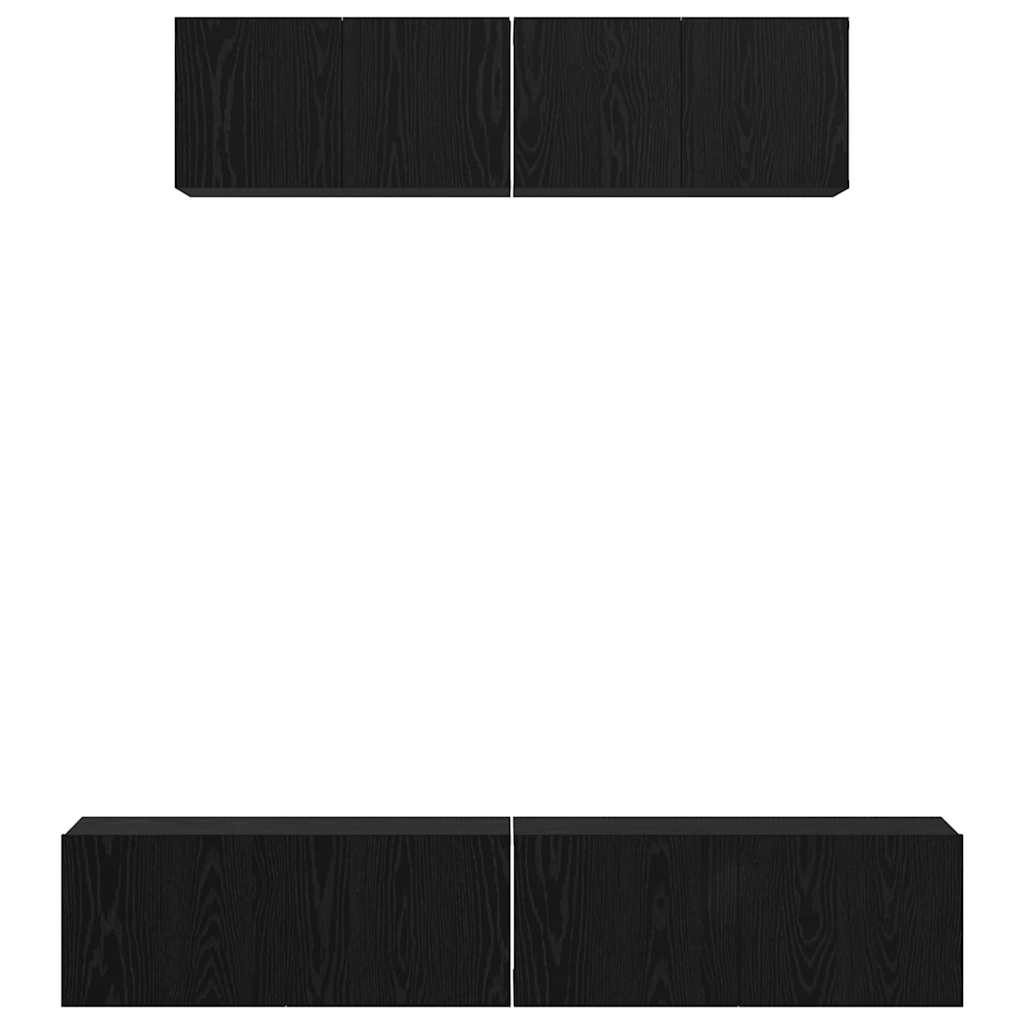 vidaXL Zestaw szafek RTV 4 pcs Czarny Dąb Materiał drewnopochodny