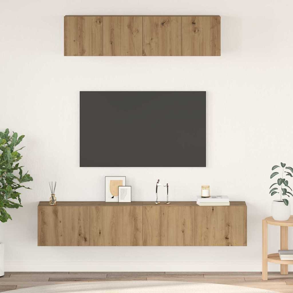 vidaXL Zestaw szafek RTV Montowane na ścianie 4 pcs Dąb rzemieślniczy