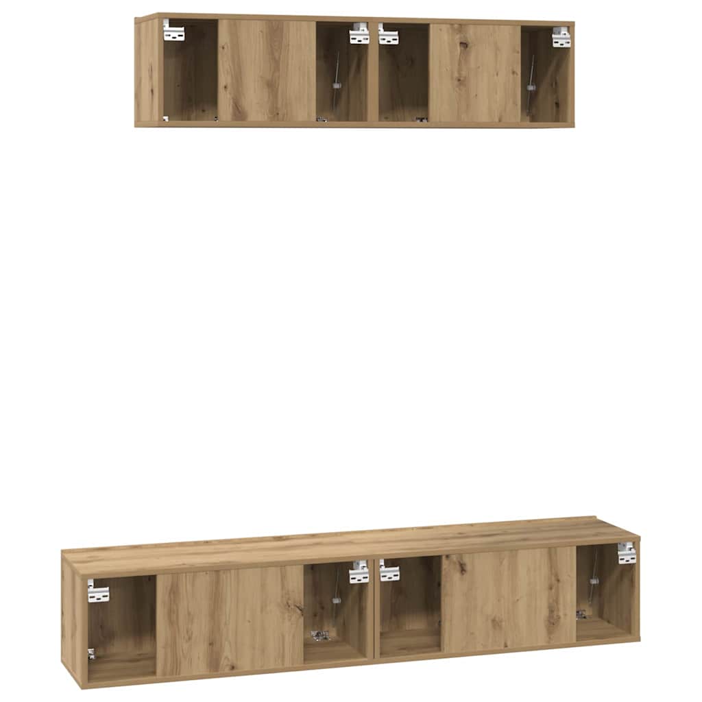 vidaXL Zestaw szafek RTV Montowane na ścianie 4 pcs Dąb rzemieślniczy
