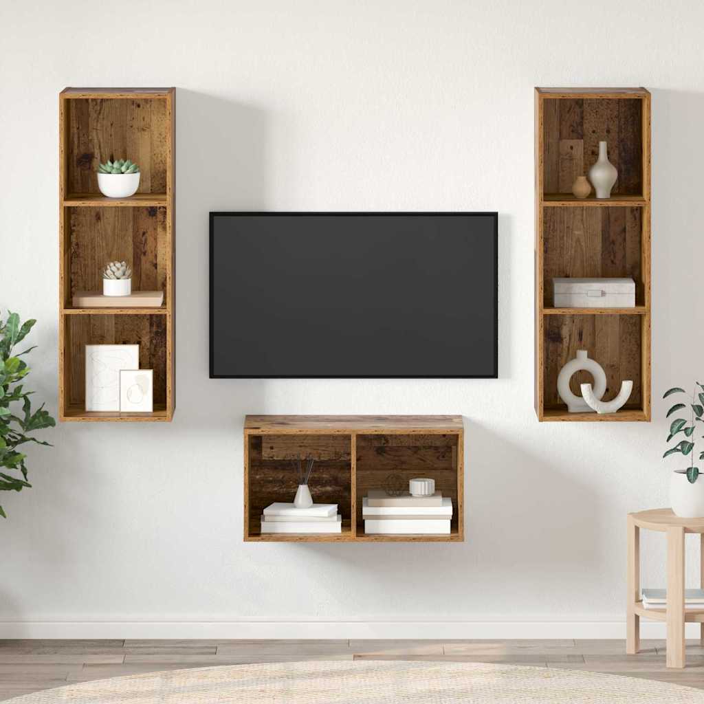 vidaXL Zestaw szafek RTV Stare drewno 37 x 37 x 107 cm