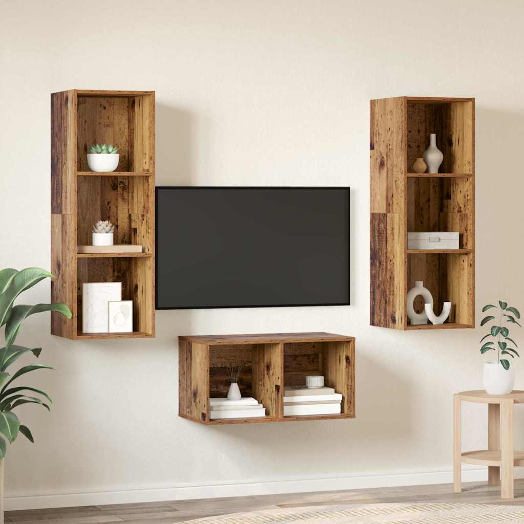 vidaXL Zestaw szafek RTV Stare drewno 37 x 37 x 107 cm