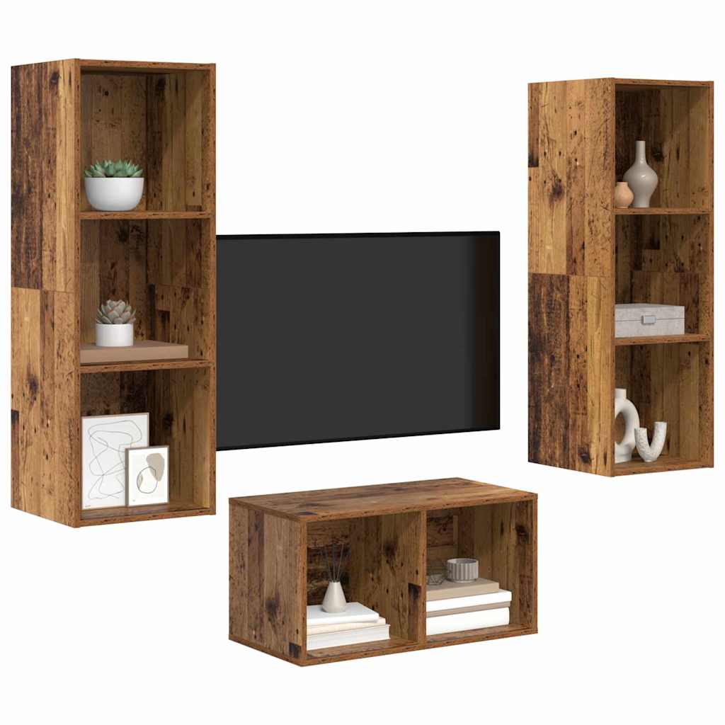 vidaXL Zestaw szafek RTV Stare drewno 37 x 37 x 107 cm