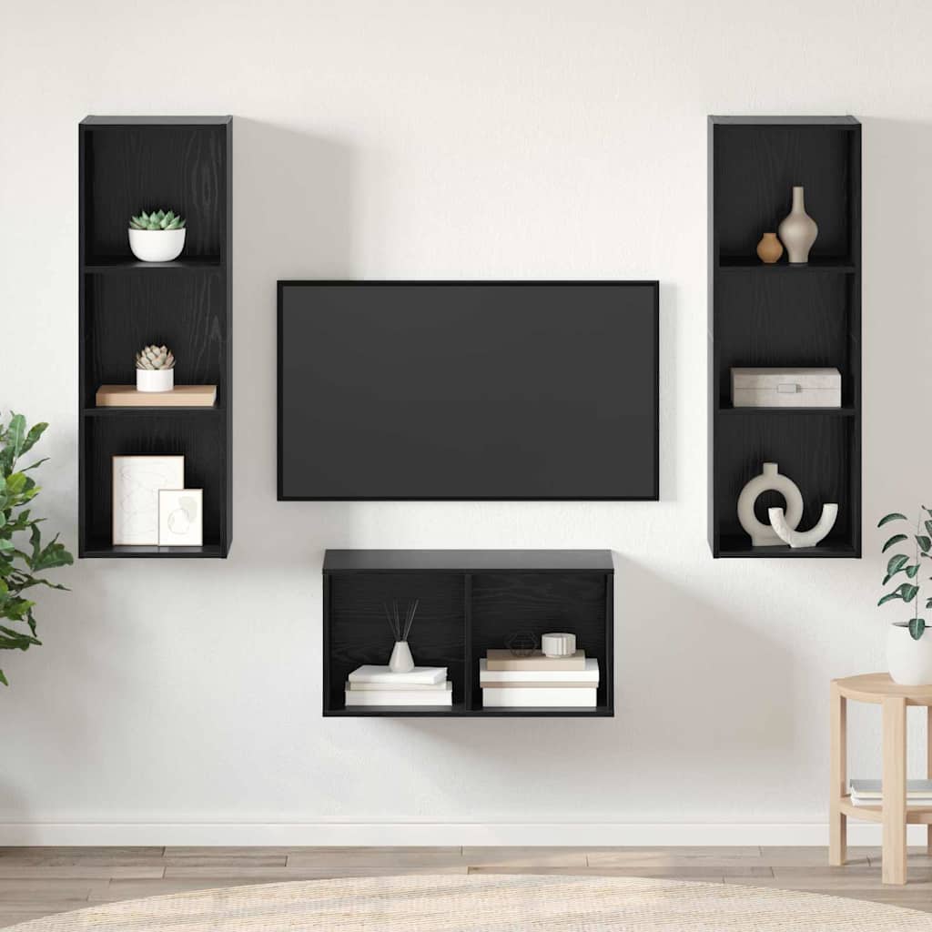 vidaXL Zestaw szafek RTV Czarny Dąb 37 x 37 x 107 cm