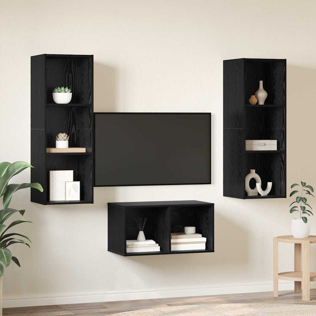 vidaXL Zestaw szafek RTV Czarny Dąb 37 x 37 x 107 cm