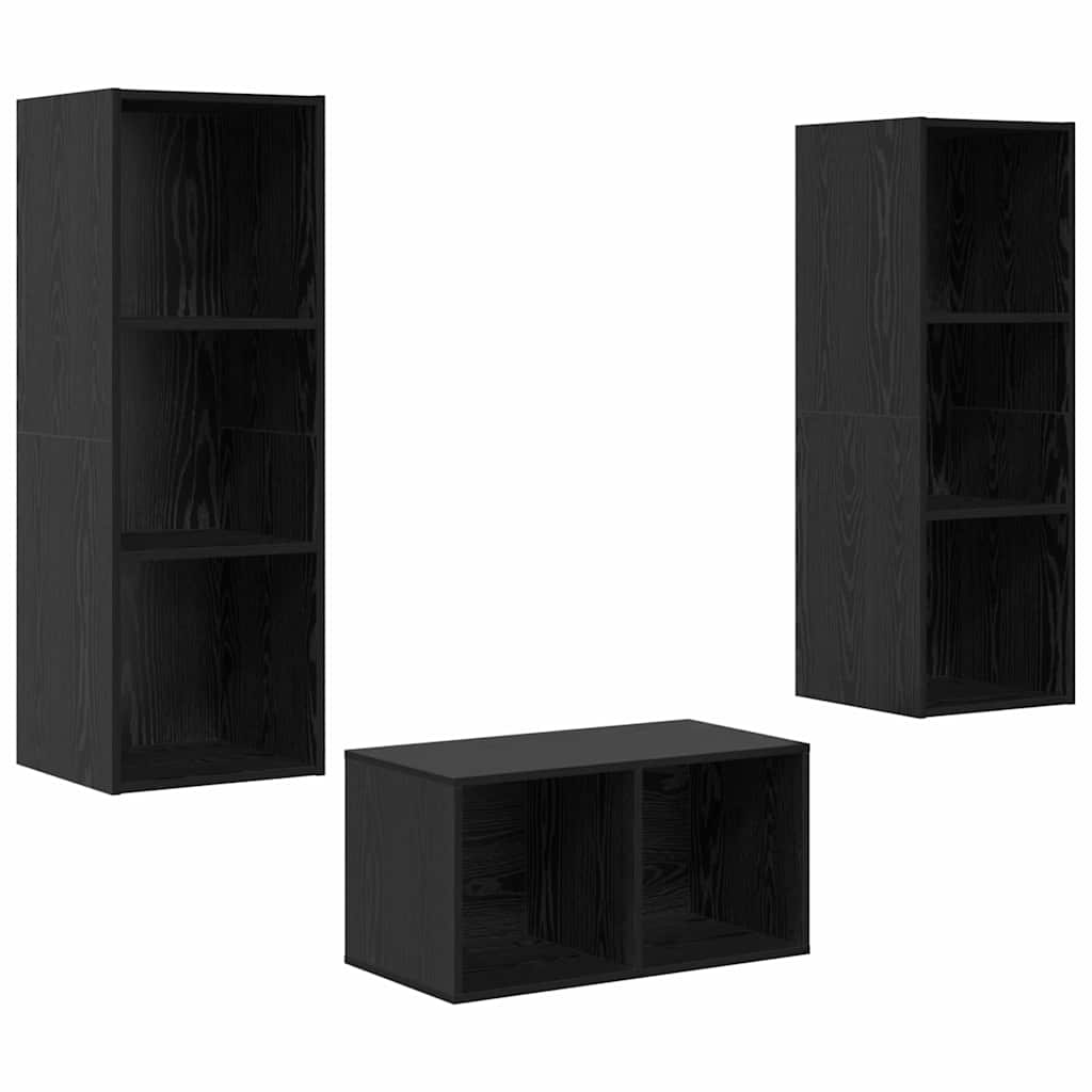 vidaXL Zestaw szafek RTV Czarny Dąb 37 x 37 x 107 cm