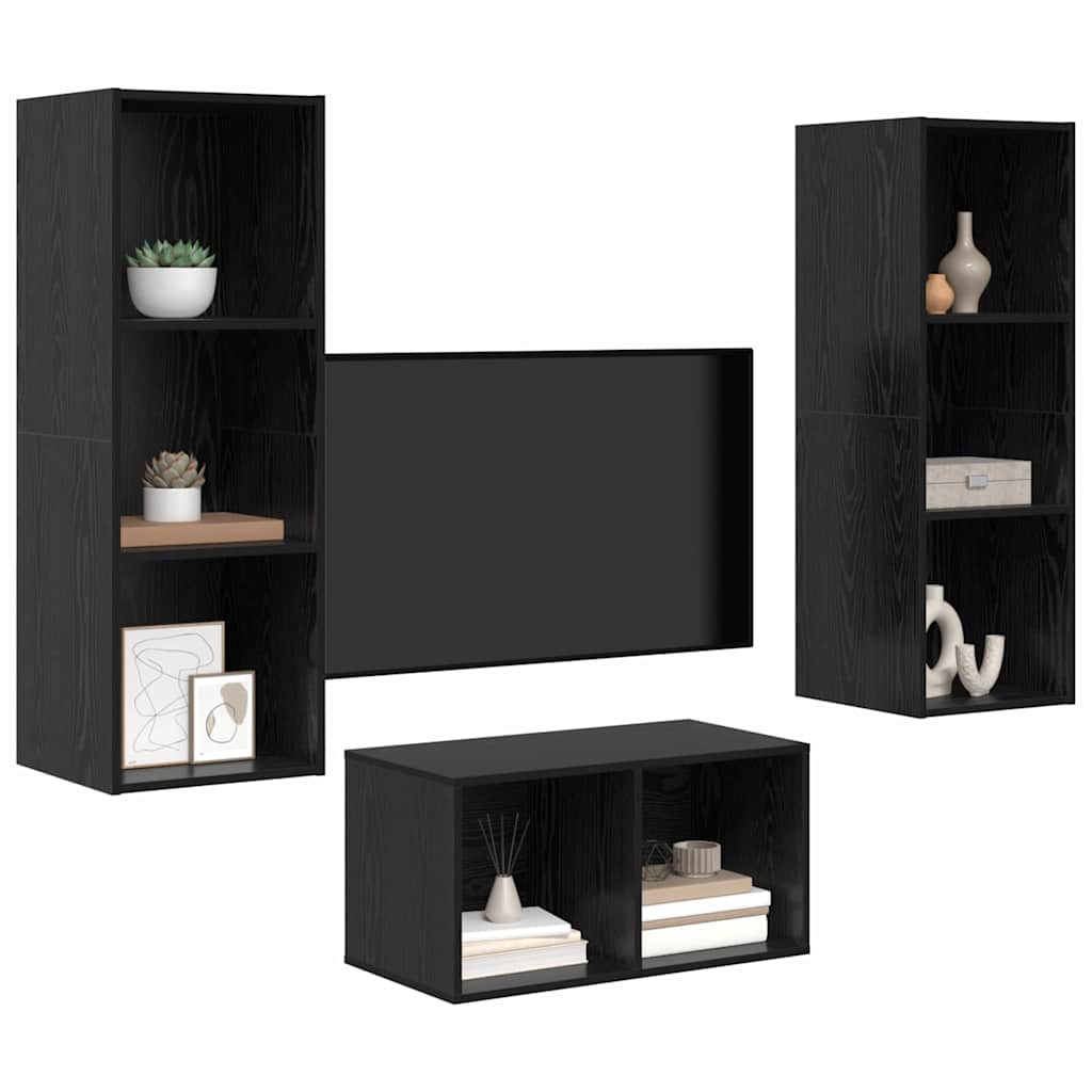 vidaXL Zestaw szafek RTV Czarny Dąb 37 x 37 x 107 cm