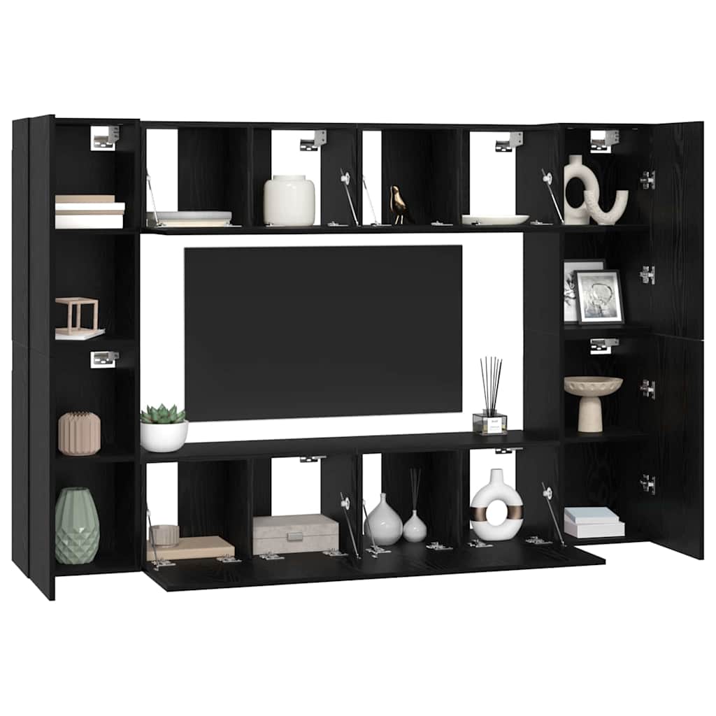 vidaXL Zestaw szafek RTV 8 pcs Czarny Dąb Materiał drewnopochodny