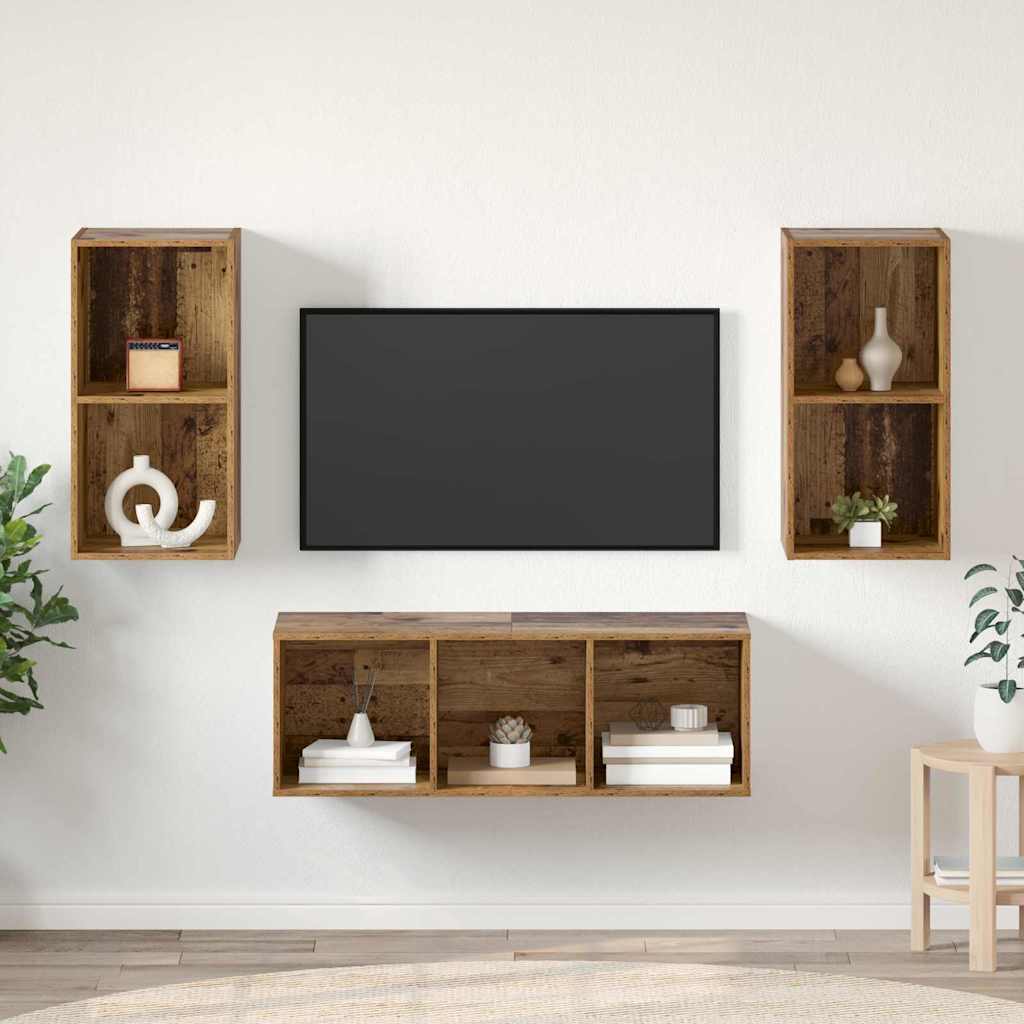 vidaXL Zestaw szafek RTV 3 pcs Stare drewno Materiał drewnopochodny