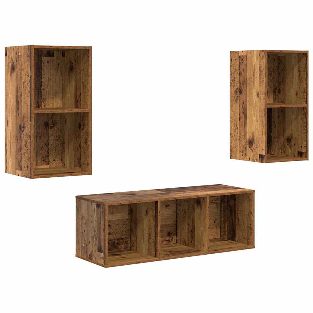 vidaXL Zestaw szafek RTV 3 pcs Stare drewno Materiał drewnopochodny