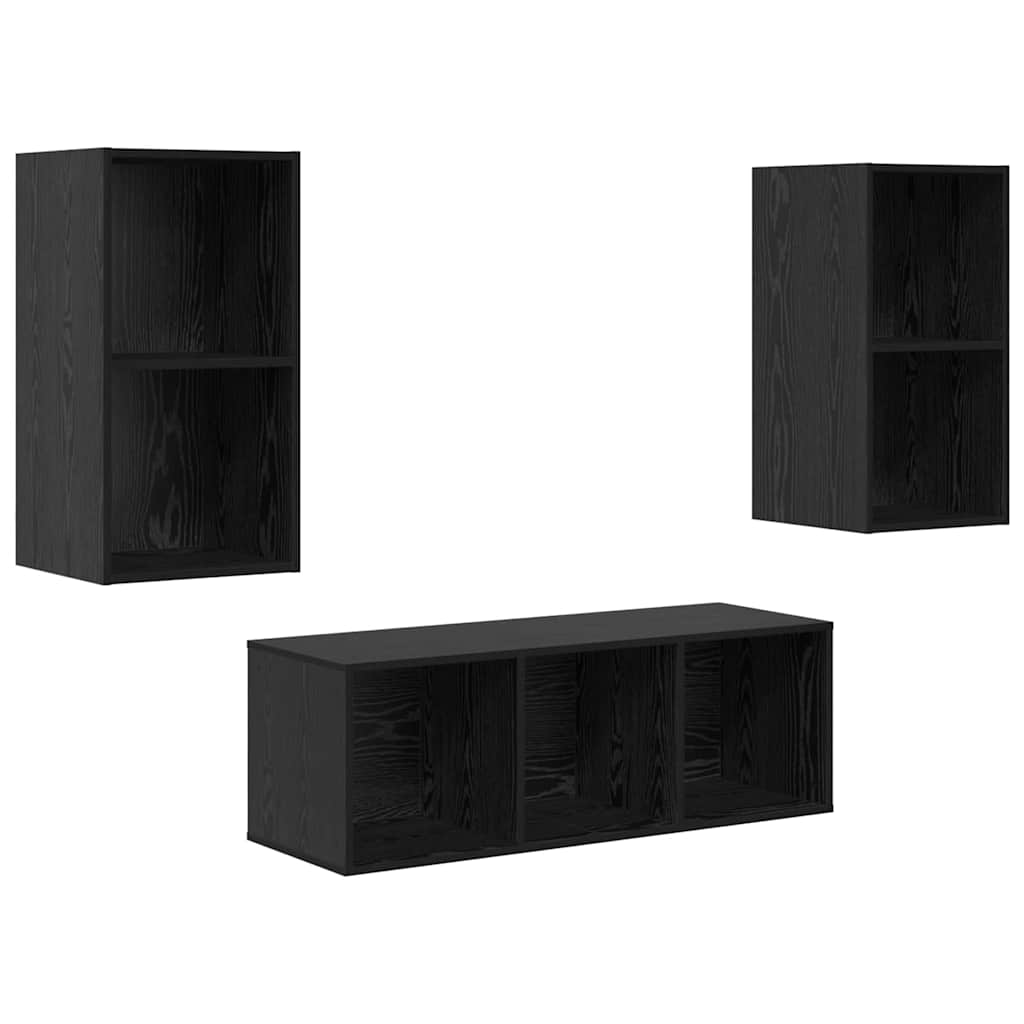 vidaXL Zestaw szafek RTV 3 pcs Czarny Dąb Materiał drewnopochodny
