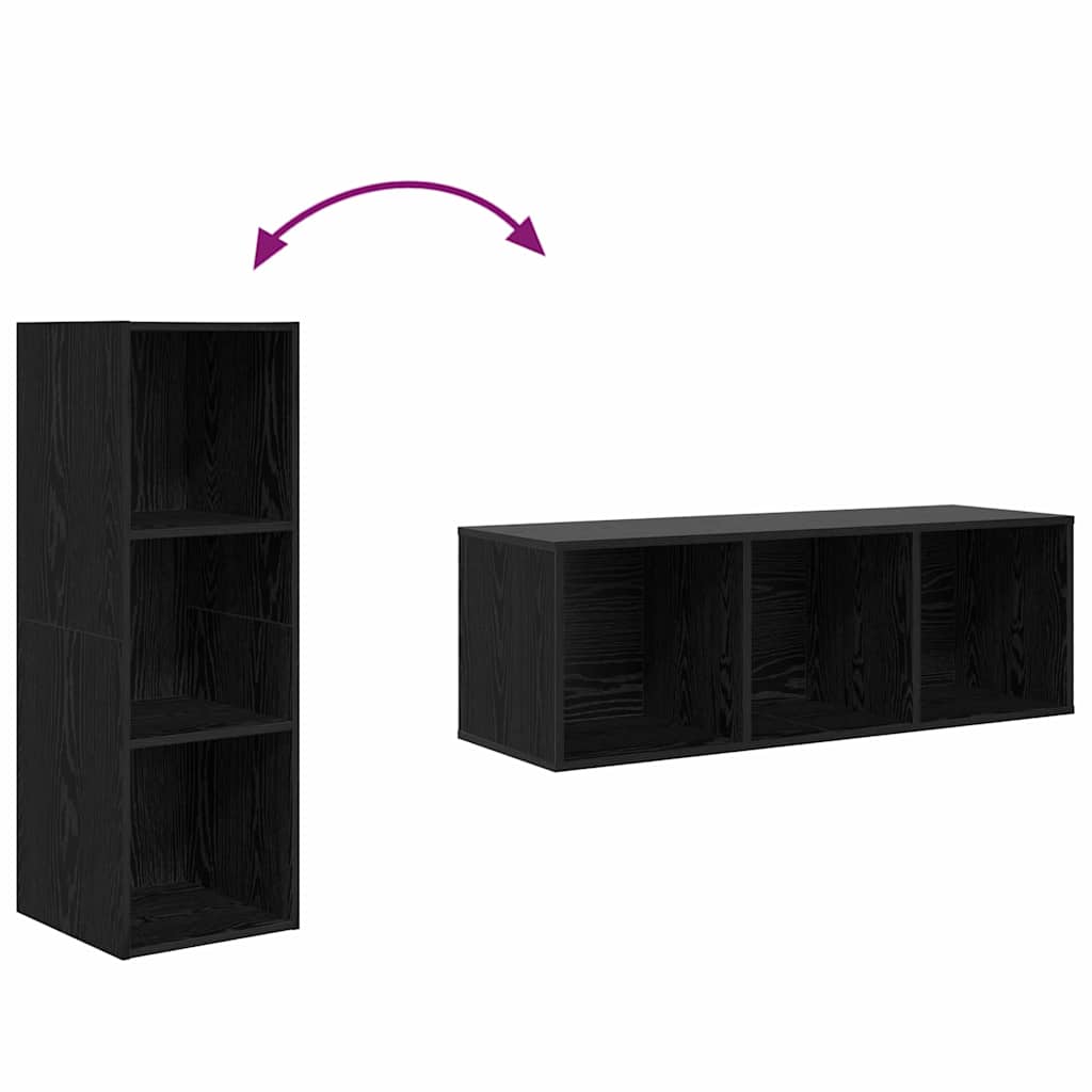vidaXL Zestaw szafek RTV 3 pcs Czarny Dąb Materiał drewnopochodny