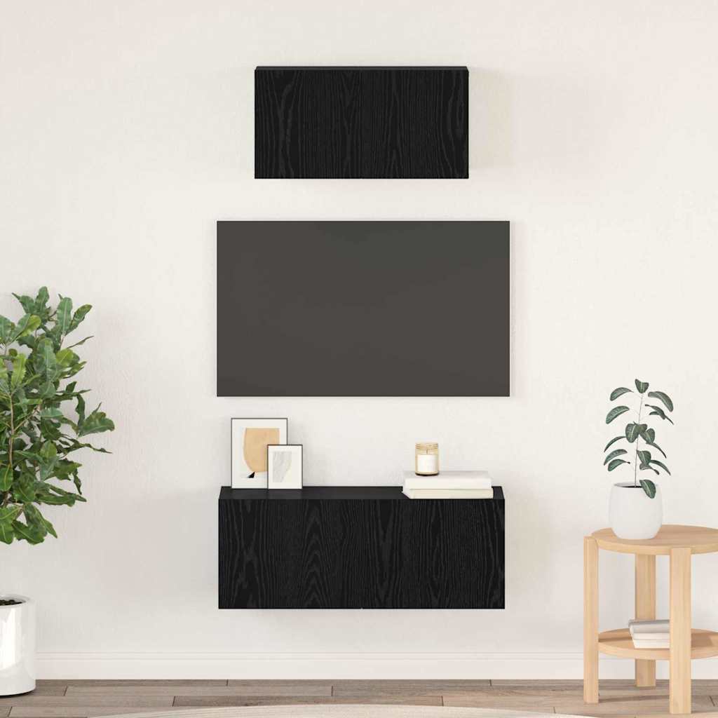 vidaXL Zestaw szafek RTV 2 pcs Czarny Dąb Materiał drewnopochodny