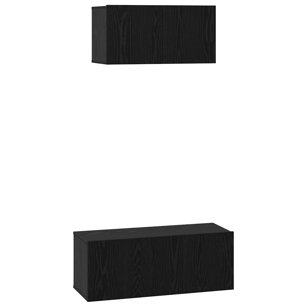 vidaXL Zestaw szafek RTV 2 pcs Czarny Dąb Materiał drewnopochodny