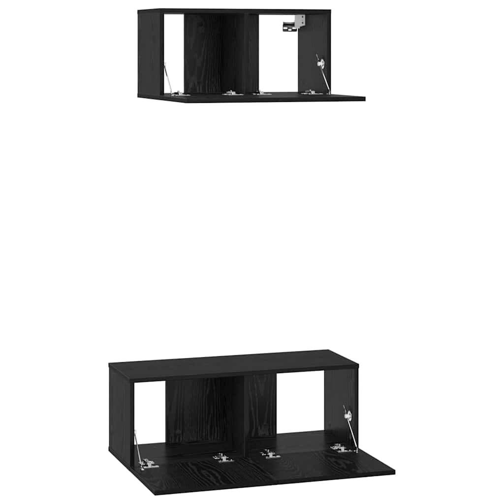 vidaXL Zestaw szafek RTV 2 pcs Czarny Dąb Materiał drewnopochodny
