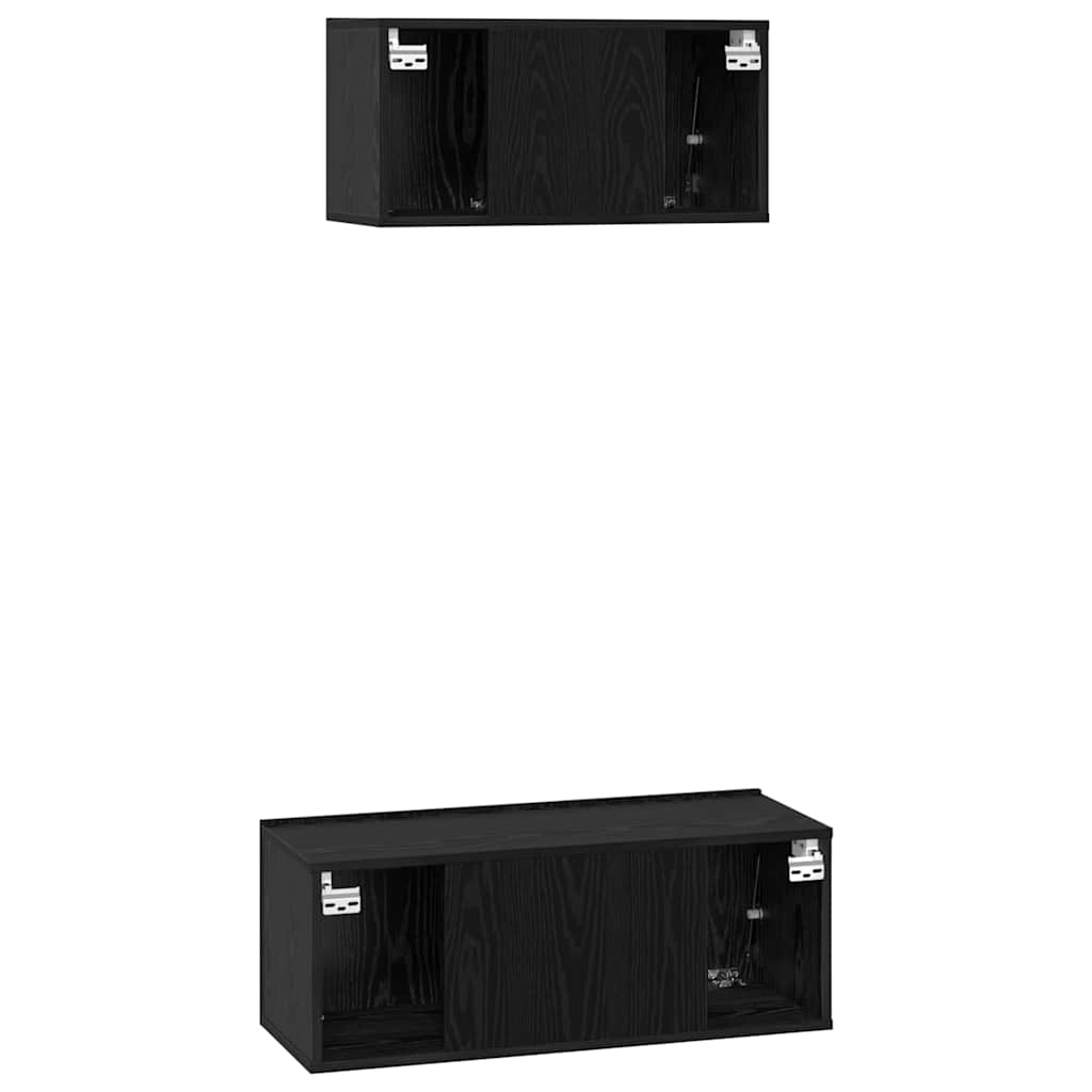 vidaXL Zestaw szafek RTV 2 pcs Czarny Dąb Materiał drewnopochodny