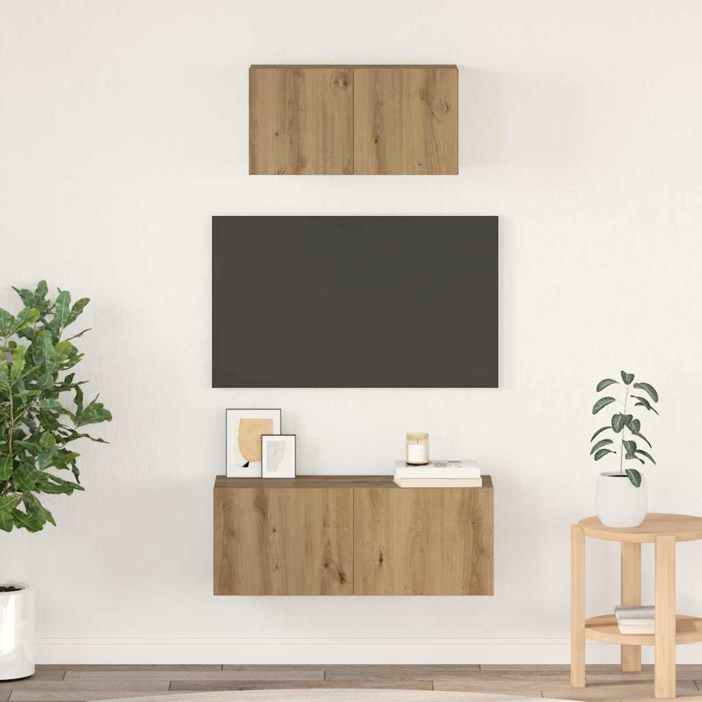 vidaXL Zestaw szafek RTV Montowane na ścianie 2 pcs Dąb rzemieślniczy