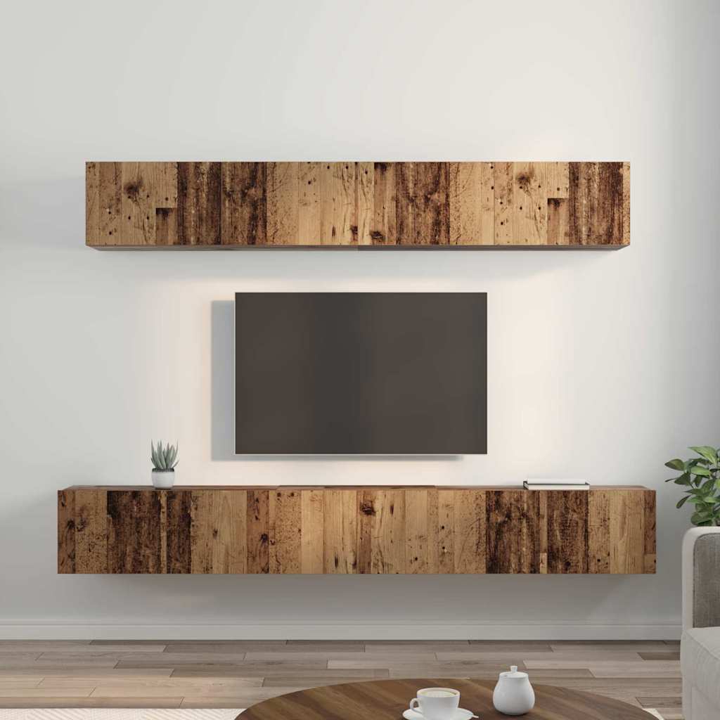 vidaXL Zestaw szafek RTV 5 pcs Stare drewno Materiał drewnopochodny