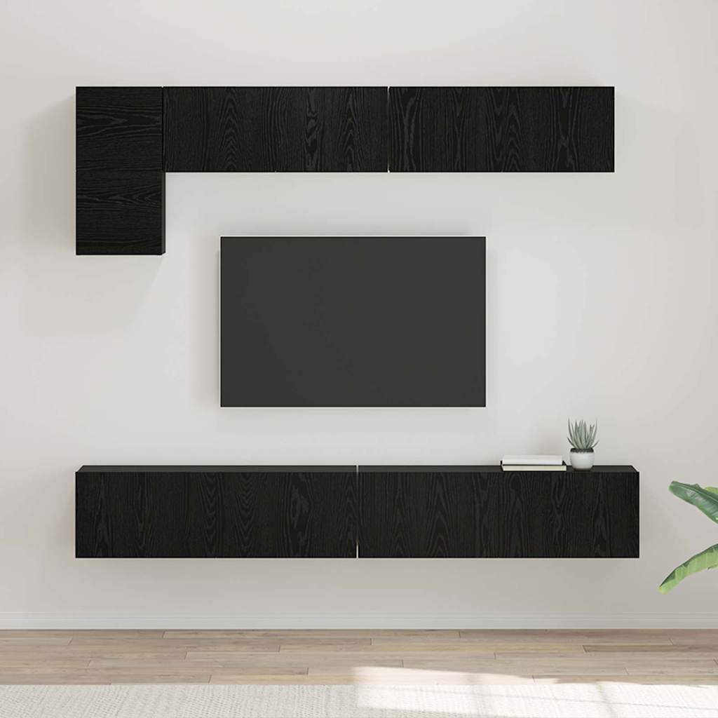 vidaXL Zestaw szafek RTV 5 pcs Czarny Dąb Materiał drewnopochodny