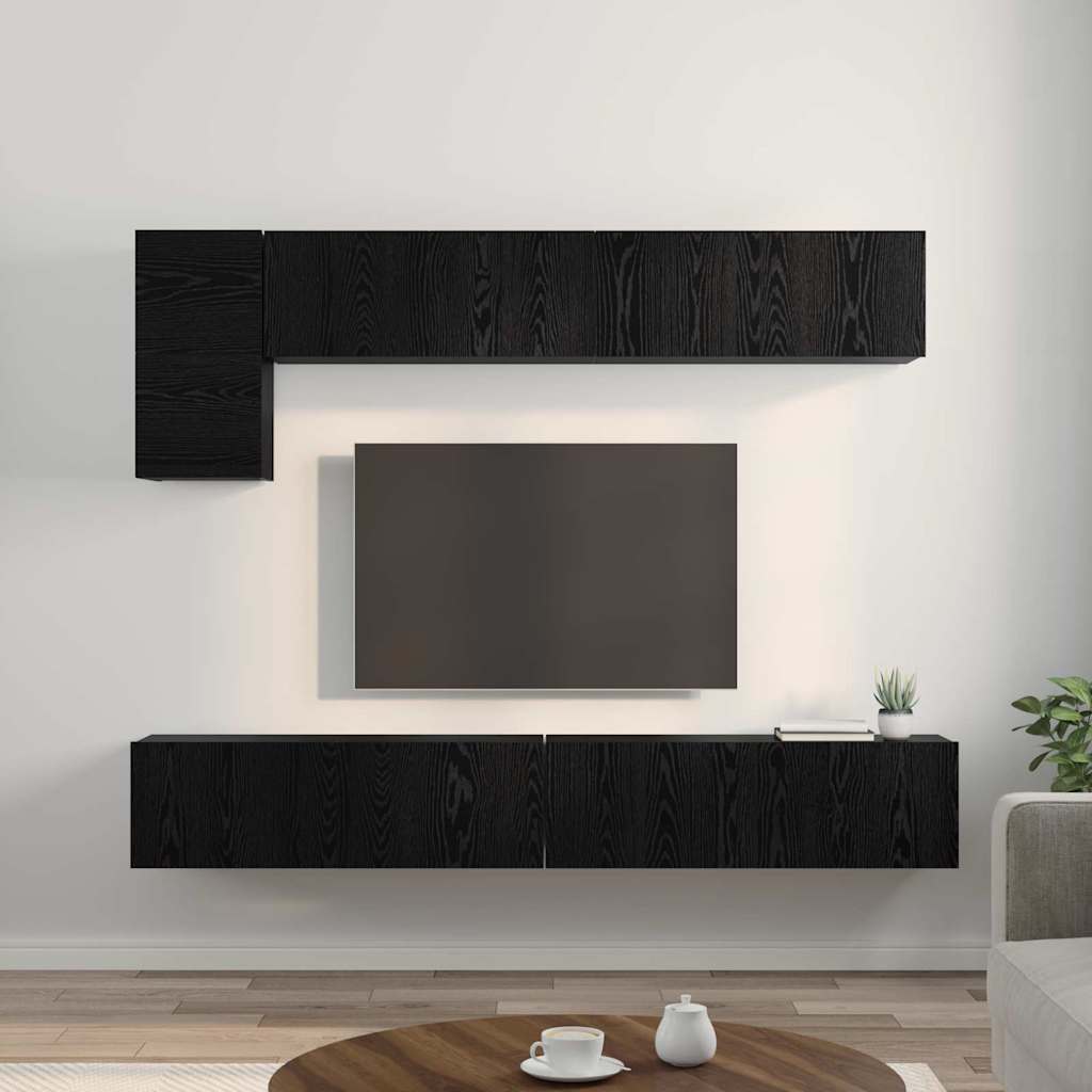 vidaXL Zestaw szafek RTV 5 pcs Czarny Dąb Materiał drewnopochodny