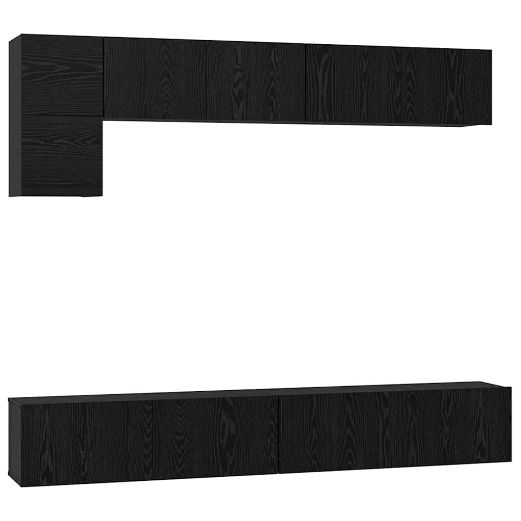 vidaXL Zestaw szafek RTV 5 pcs Czarny Dąb Materiał drewnopochodny