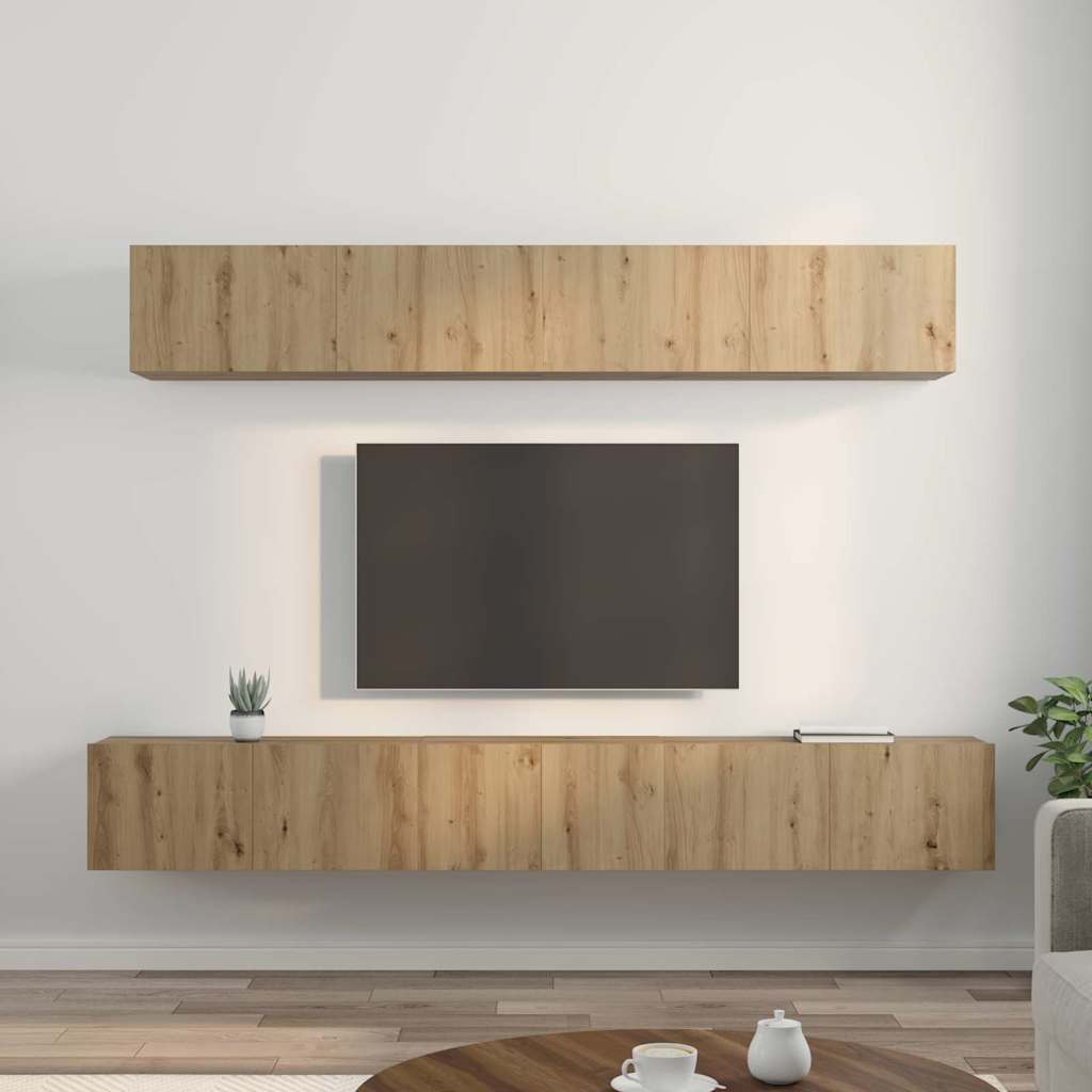 vidaXL Zestaw szafek RTV Montowane na ścianie 5 pcs Dąb rzemieślniczy
