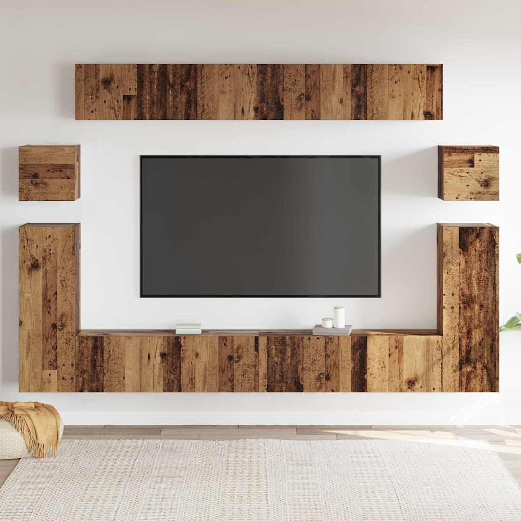 vidaXL Jednostki telewizyjne Montowane na ścianie 4 pcs Stare drewno