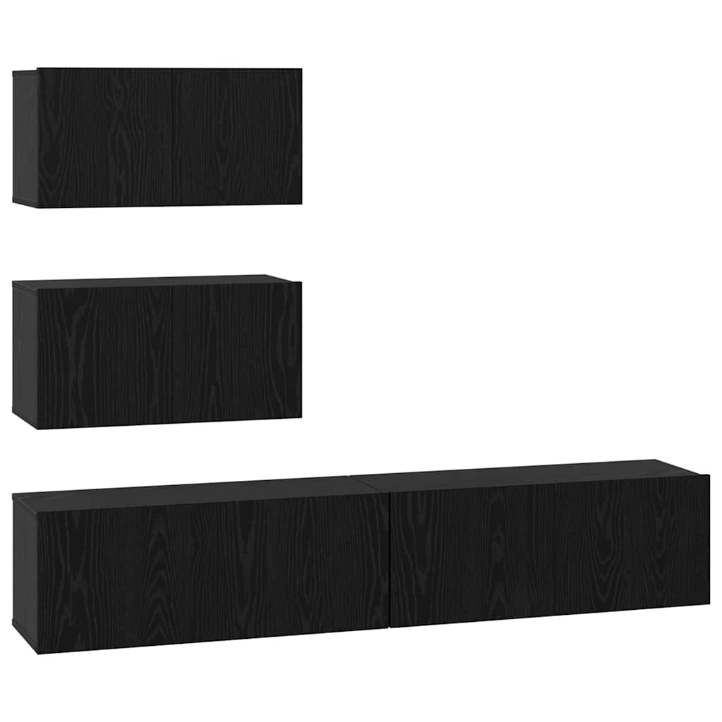 vidaXL Zestaw szafek RTV 4 pcs Czarny dąb Drewno inżynieryjne