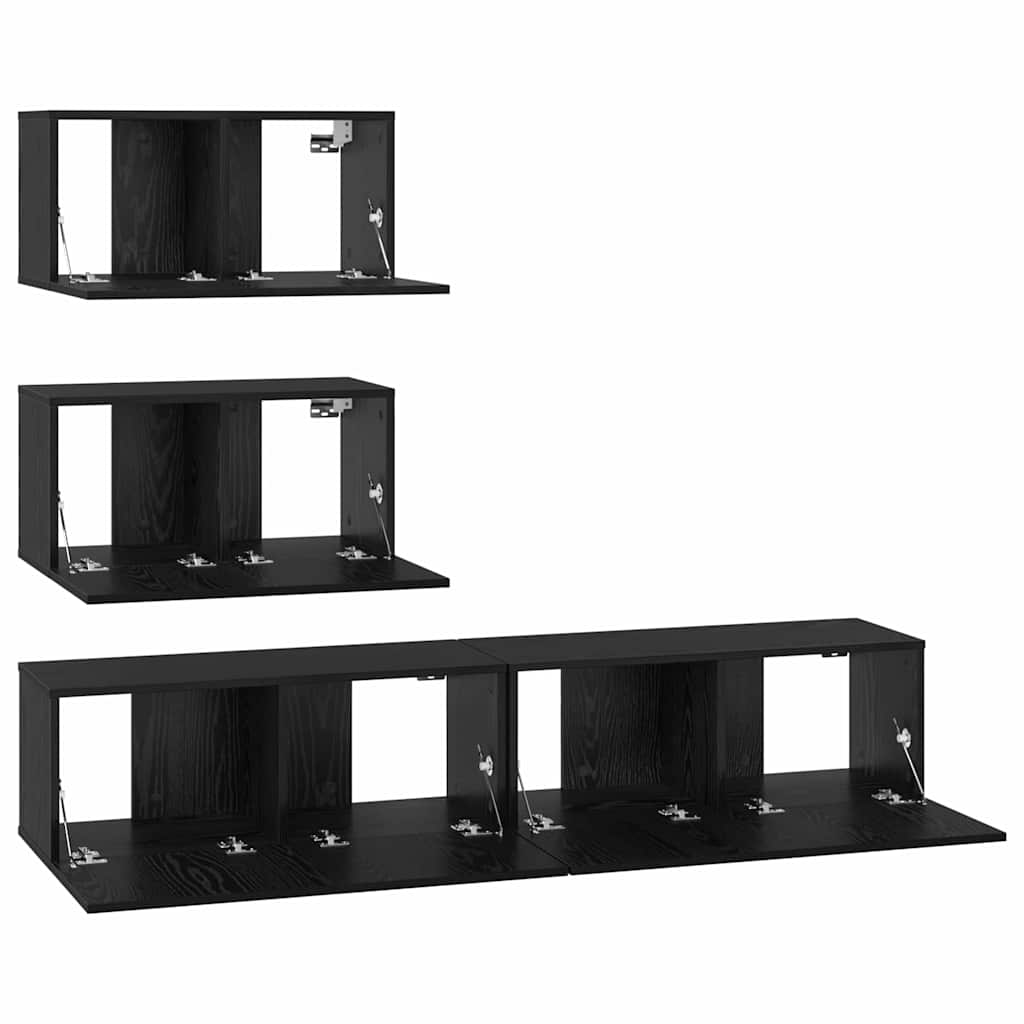 vidaXL Zestaw szafek RTV 4 pcs Czarny dąb Drewno inżynieryjne