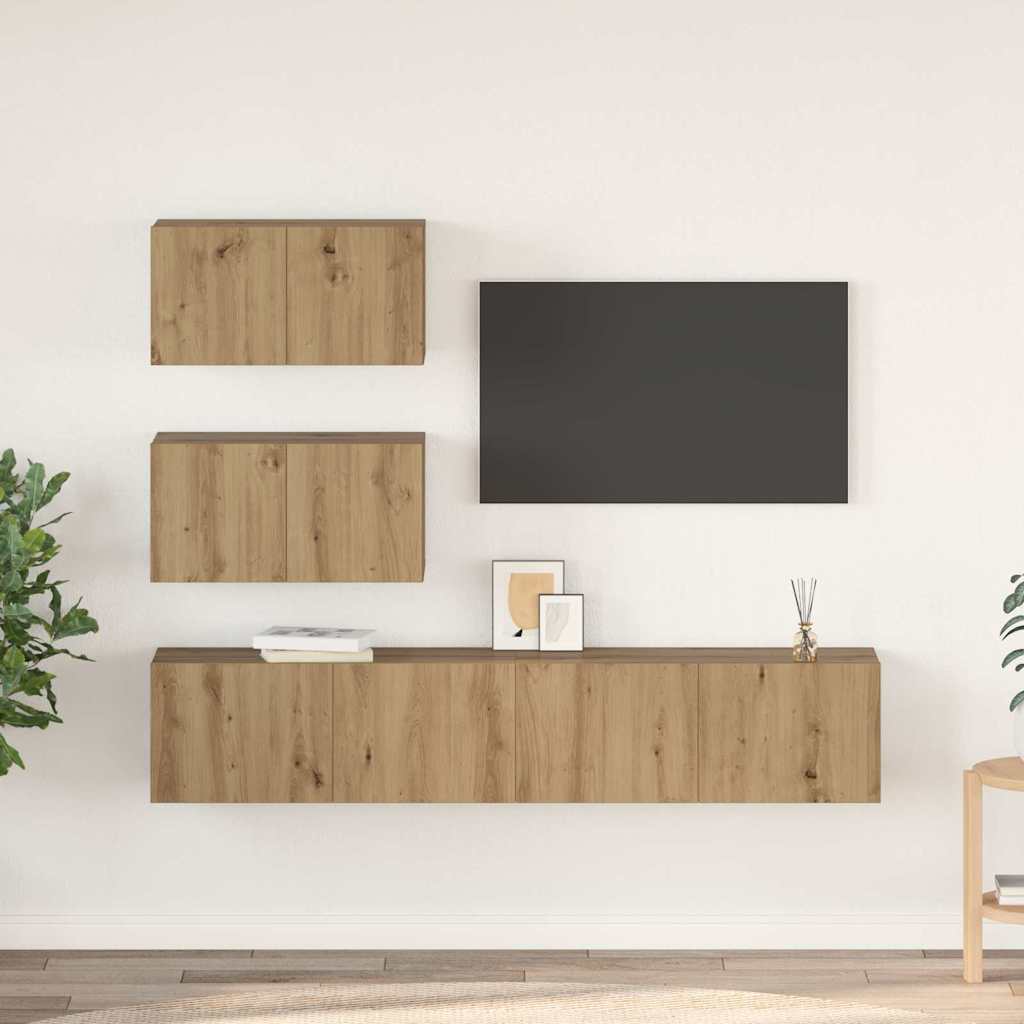 vidaXL Zestaw szafek RTV 4 pcs Dąb artisan Drewno inżynieryjne